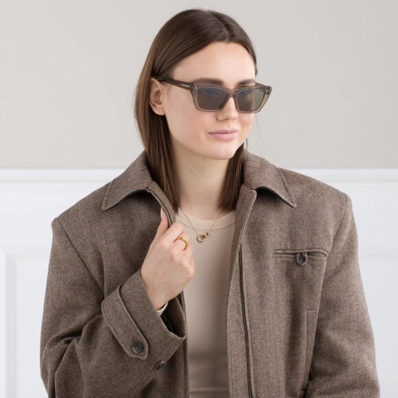 NEW SAINT LAURENT SL276 MICA 043 SUNGLASSES WOMEN BROWN SQUARE SL 276 MICA 043 - Picture 1 of 12